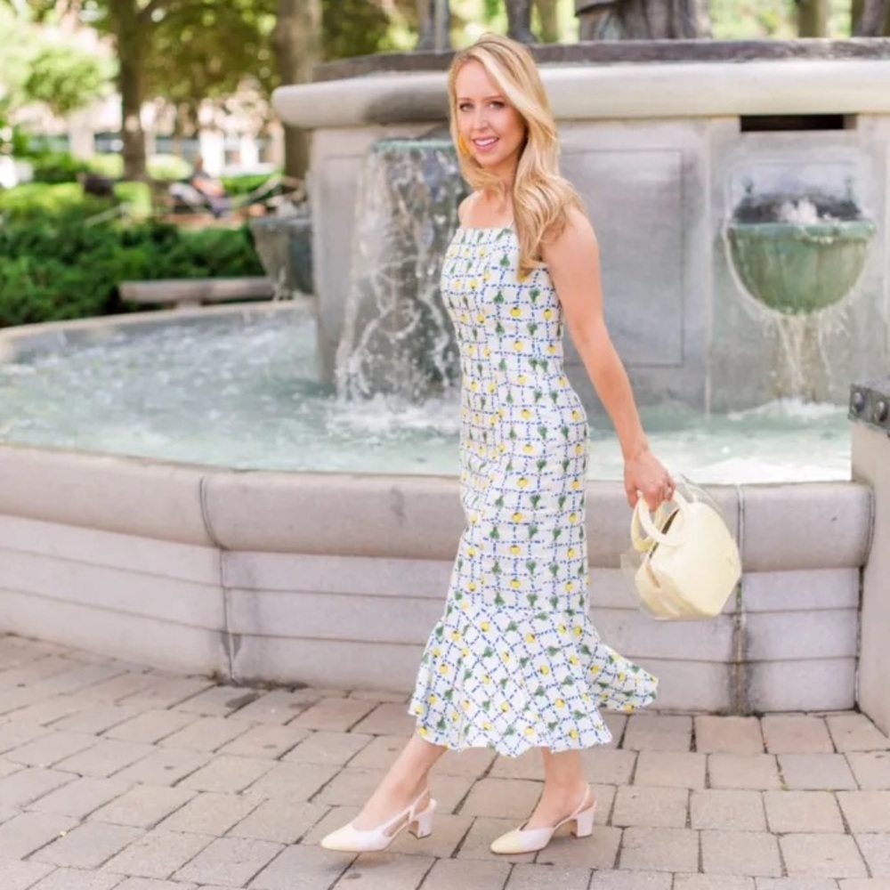 STAUD dress with adorable veggie print
